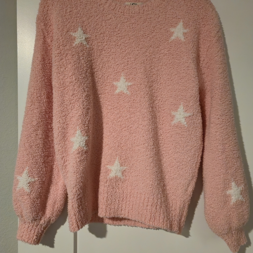 Pink Star Pattern Women Sweater